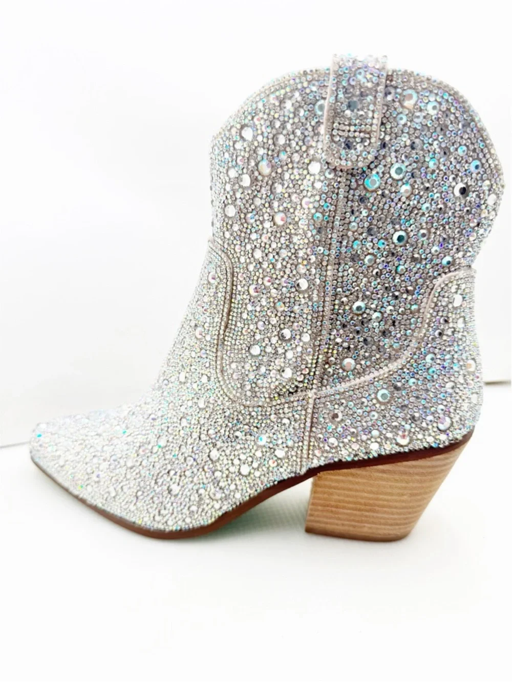 🆕{BETSEY JOHNSON} Blue DIVA Rhinestone Embellished Western Bootie - Picture 5 of 16
